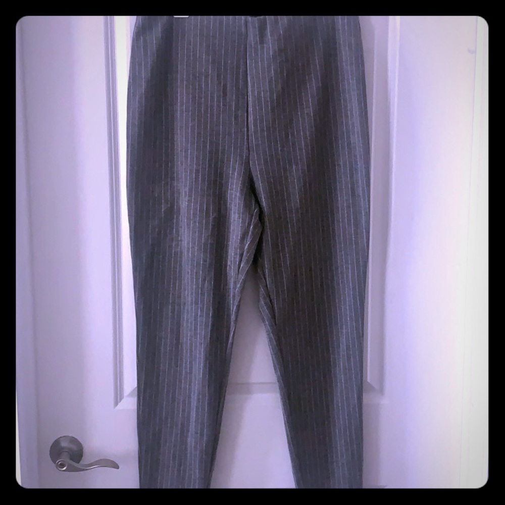 Grey and white striped pants